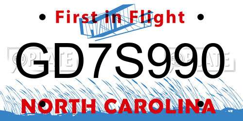 GD7S990 North Carolina License Plate