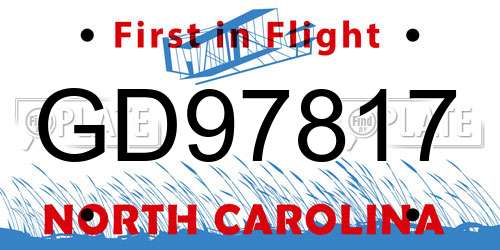 GD97817 North Carolina License Plate