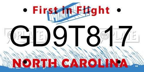 GD9T817 North Carolina License Plate