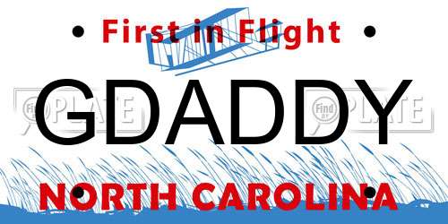 GDADDY North Carolina License Plate