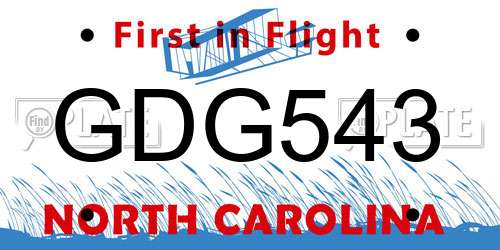 GDG543 North Carolina License Plate