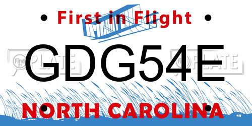 GDG54E North Carolina License Plate