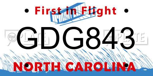 GDG843 North Carolina License Plate