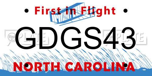 GDGS43 North Carolina License Plate