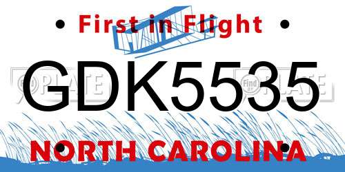 GDK5535 North Carolina License Plate
