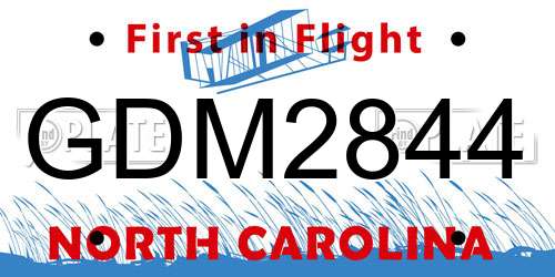 GDM2844 North Carolina License Plate