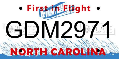 GDM2971 North Carolina License Plate