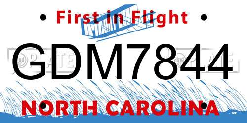 GDM7844 North Carolina License Plate