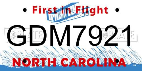 GDM7921 North Carolina License Plate