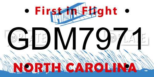 GDM7971 North Carolina License Plate