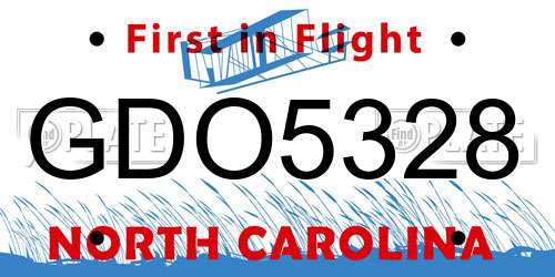 GDO5328 North Carolina License Plate