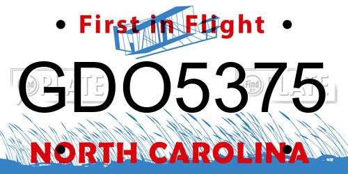 GDO5375 North Carolina License Plate