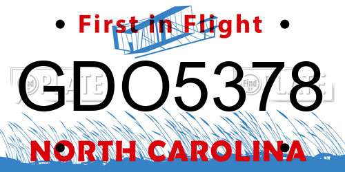 GDO5378 North Carolina License Plate
