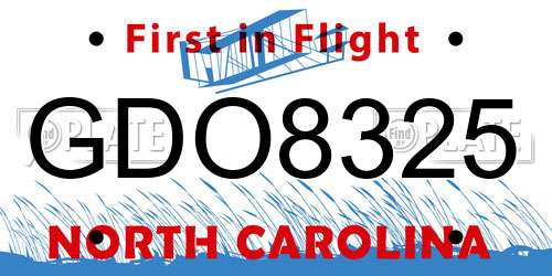 GDO8325 North Carolina License Plate