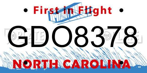 GDO8378 North Carolina License Plate