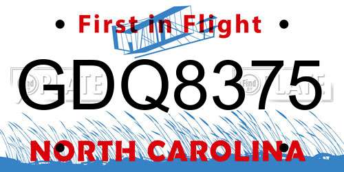 GDQ8375 North Carolina License Plate