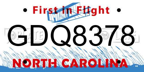GDQ8378 North Carolina License Plate