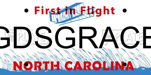 GDSGRACE North Carolina License Plate