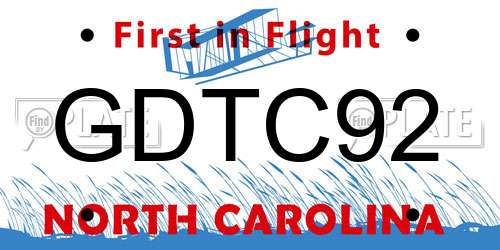 GDTC92 North Carolina License Plate
