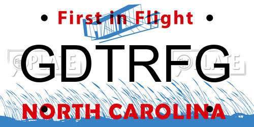 GDTRFG North Carolina License Plate