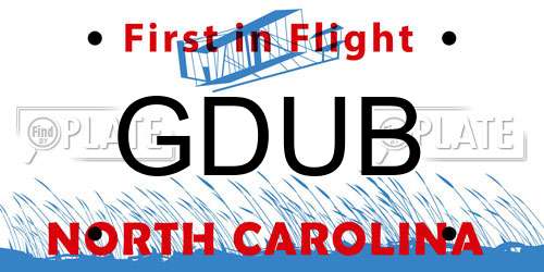 GDUB North Carolina License Plate