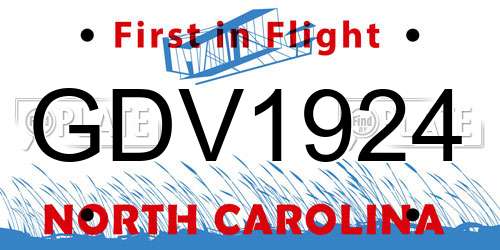 GDV1924 North Carolina License Plate