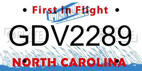 GDV2289 North Carolina License Plate