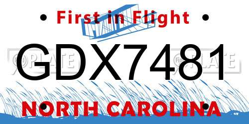 GDX7481 North Carolina License Plate