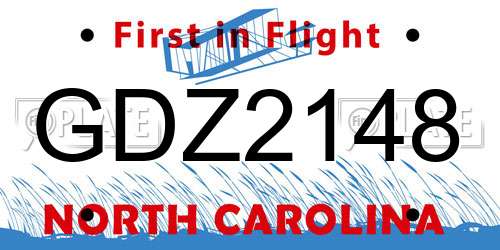 GDZ2148 North Carolina License Plate