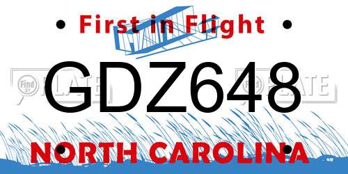 GDZ648 North Carolina License Plate