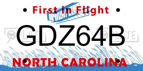 GDZ64B North Carolina License Plate