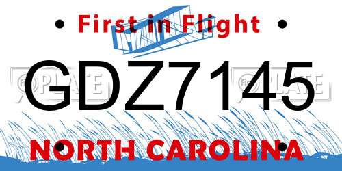 GDZ7145 North Carolina License Plate