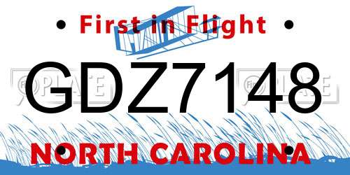 GDZ7148 North Carolina License Plate