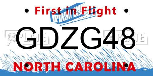 GDZG48 North Carolina License Plate