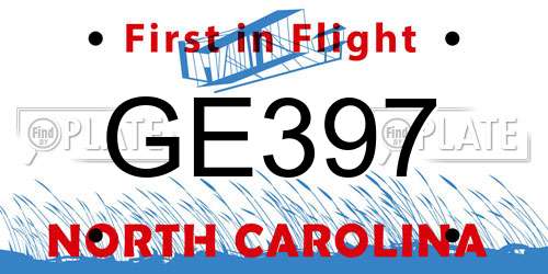 GE397 North Carolina License Plate