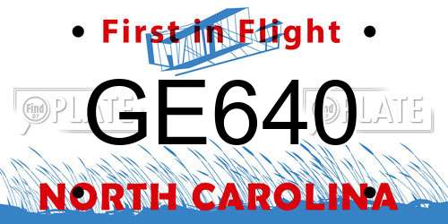 GE640 North Carolina License Plate