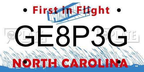 GE8P3G North Carolina License Plate