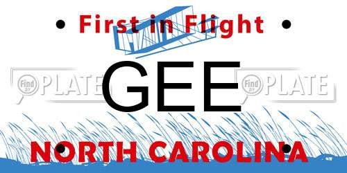 GEE North Carolina License Plate