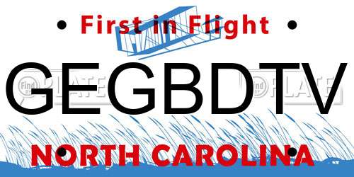 GEGBDTV North Carolina License Plate