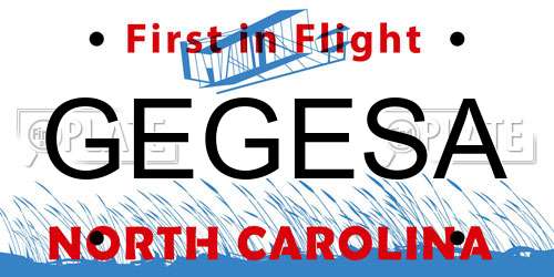 GEGESA North Carolina License Plate