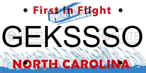 GEKSSSO North Carolina License Plate