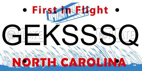 GEKSSSQ North Carolina License Plate