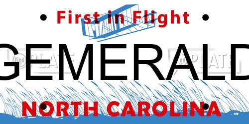 GEMERALD North Carolina License Plate
