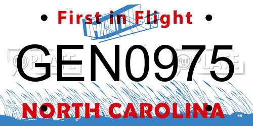 GEN0975 North Carolina License Plate