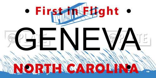 GENEVA North Carolina License Plate