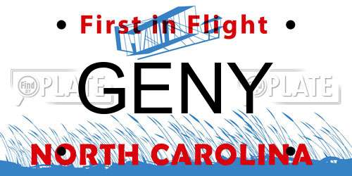 GENY North Carolina License Plate