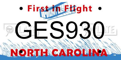 GES930 North Carolina License Plate