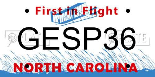 GESP36 North Carolina License Plate