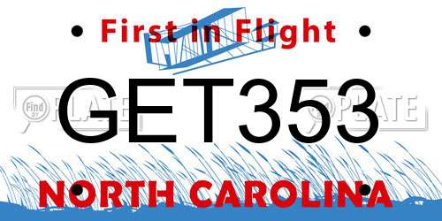 GET353 North Carolina License Plate