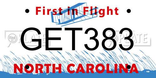 GET383 North Carolina License Plate